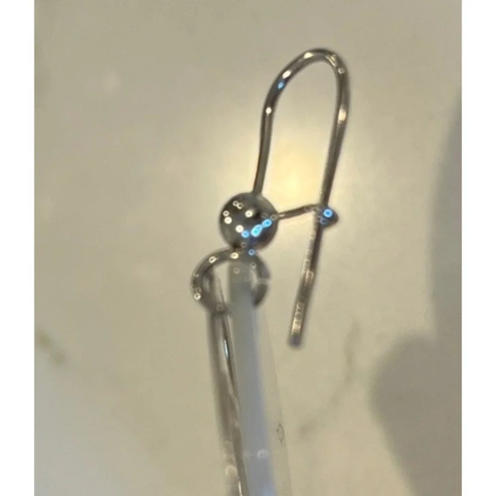 14K White Gold Italian Heart Filigree Drop Earrings w/ Mother of Pearl Disc - Picture 5 of 6